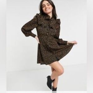 FASHION UNION western style frill detail mini shirt dress